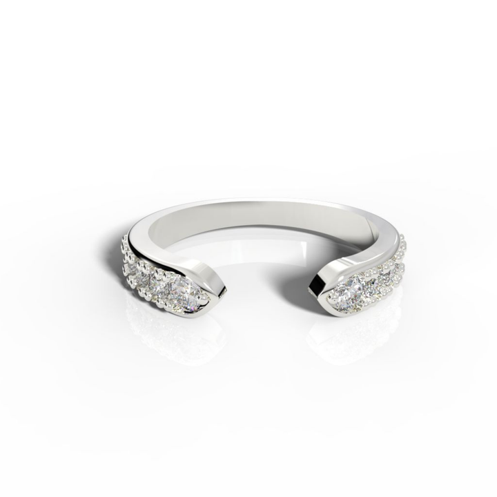 Open Cuff Engagement Band Ring White Gold Plated, Hallmarked 925 Sterling Silver White Gold