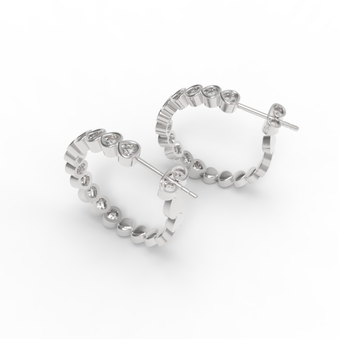 Pear Cut Huggie Hoop Earring, Hallmarked 925 Sterling Silver