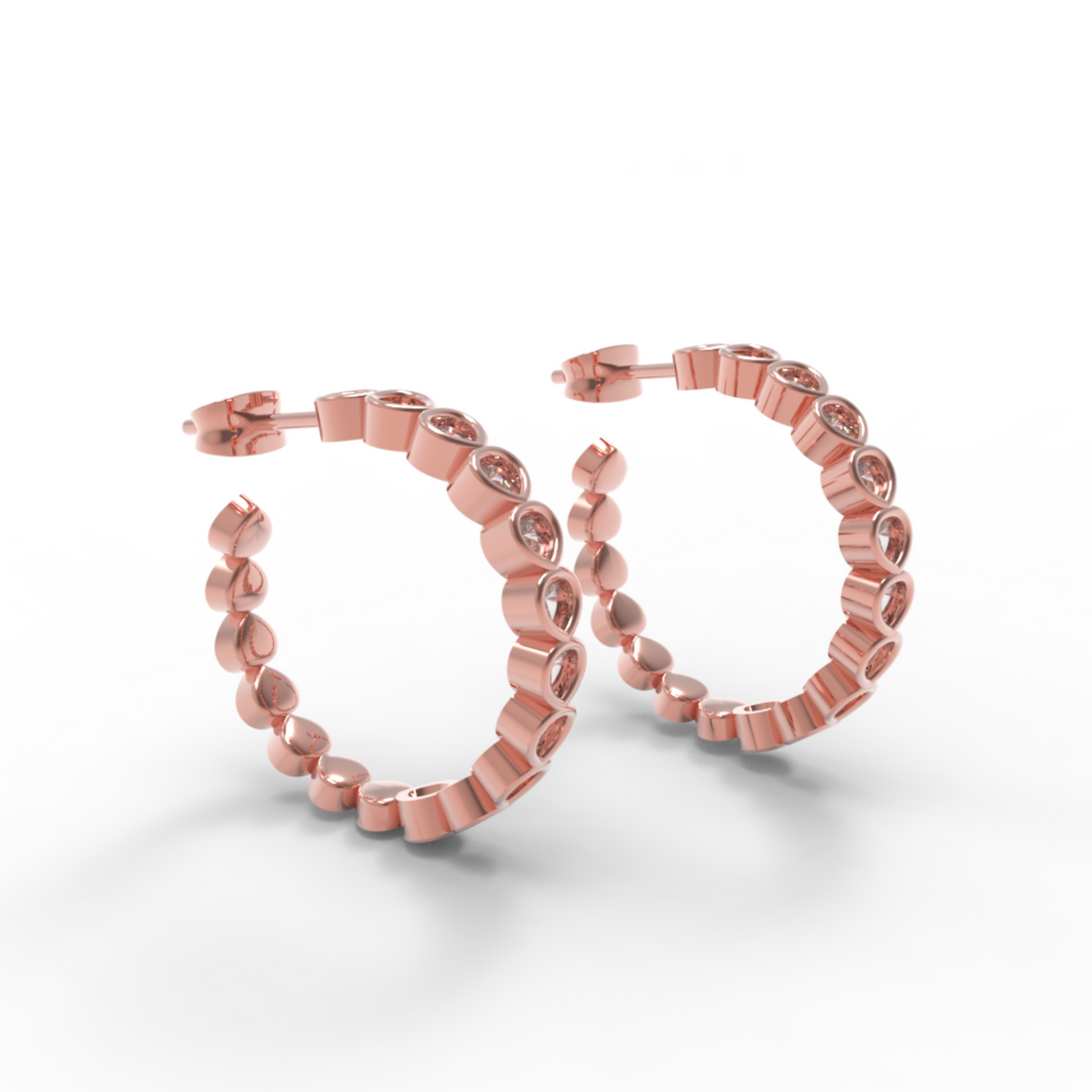 Pear Cut Huggie Hoop Earring, Hallmarked 925 Sterling Silver