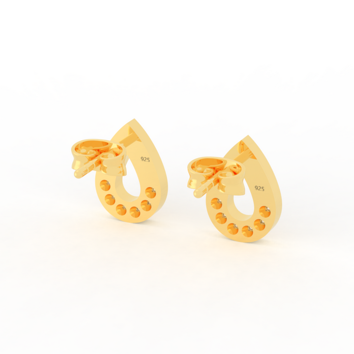 Pear Cut Modern Stud Earrings For Women , Hallmarked 925 Sterling Silver