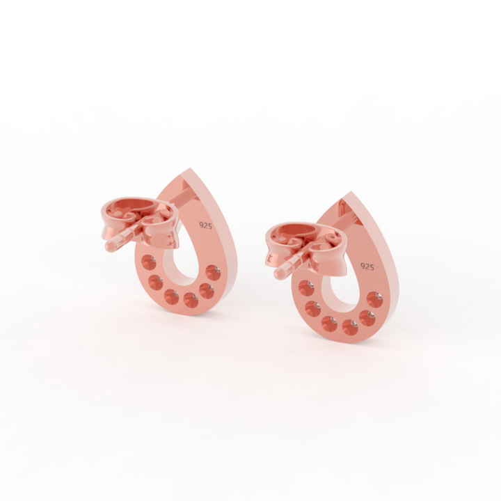 Pear Cut Modern Stud Earrings For Women , Hallmarked 925 Sterling Silver