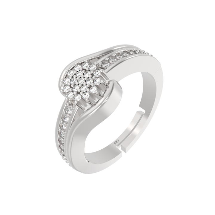 Radiant Round Cut Engagement Ring- Hallmarked 925 Sterling Silver White Gold