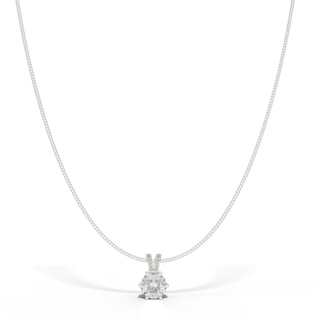 Round Cut Solitaire Pendant- Hallmarked 925 Sterling Silver