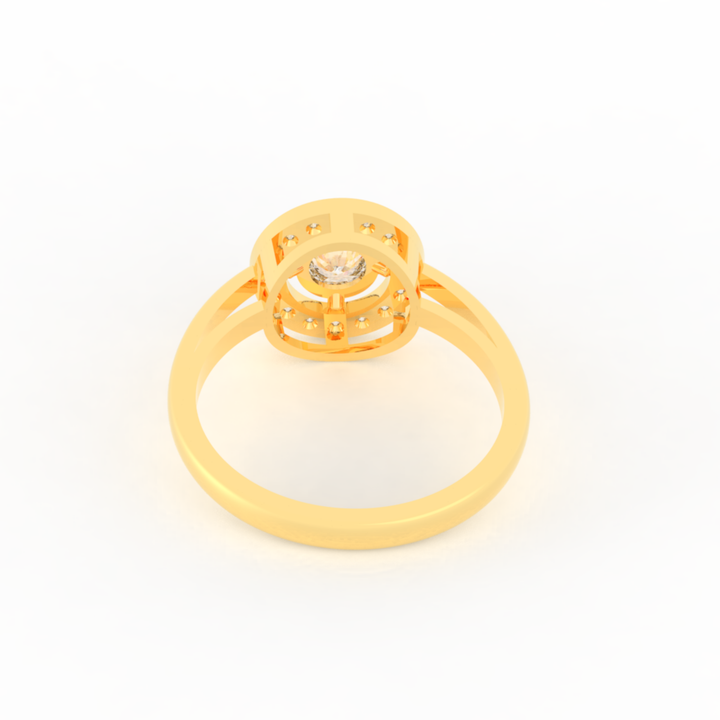 Solitaire Halo Engagement Ring, Hallmarked 925 Sterling Silver Yellow Gold