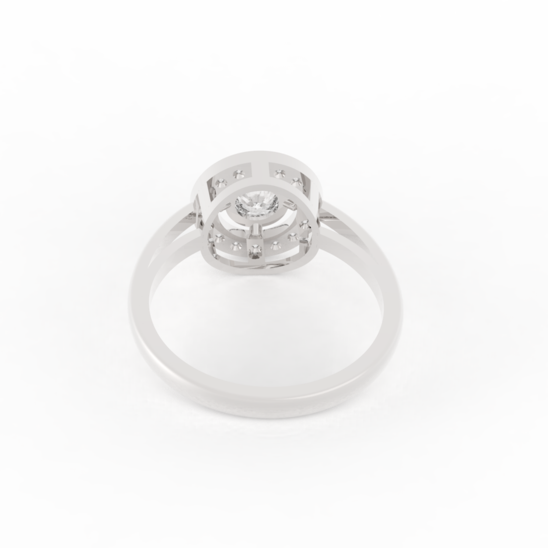 Solitaire Halo Engagement Ring White Gold Plated, Hallmarked 925 Sterling Silver White Gold