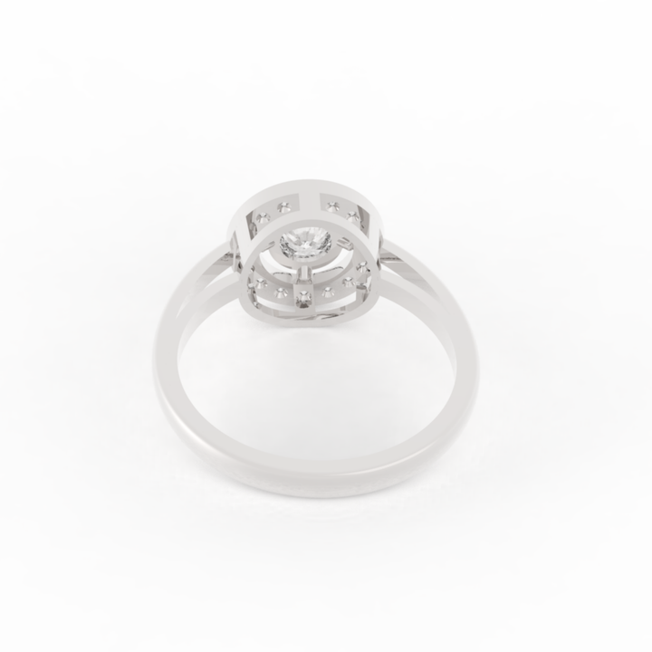Solitaire Halo Engagement Ring White Gold Plated, Hallmarked 925 Sterling Silver White Gold