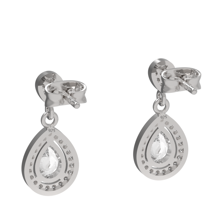 Sparkle Allure Solitaire Teardrop Earrings, Hallmarked 925 Sterling Silver