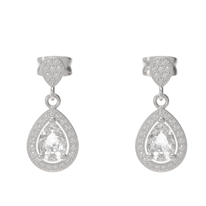 Sparkle Allure Solitaire Teardrop Earrings, Hallmarked 925 Sterling Silver