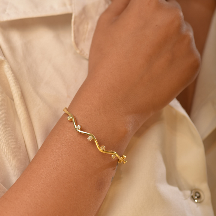Sparkling Bangle Bracelet For Her, Hallmarked 925 Sterling Silver