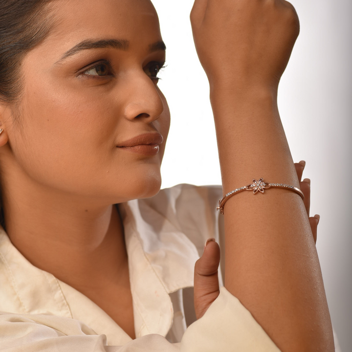 Sparkling Bangle Bracelet For Her, Hallmarked 925 Sterling Silver