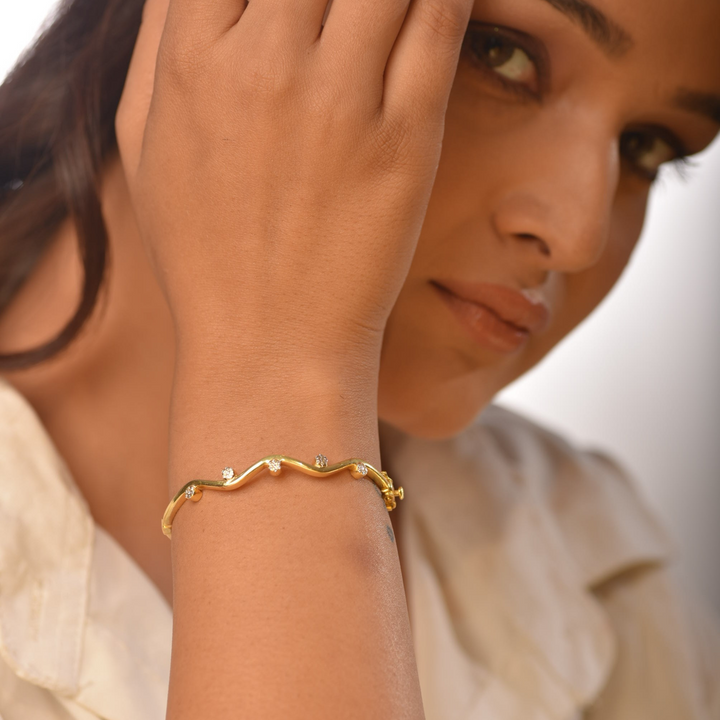 Sparkling Bangle Bracelet For Her, Hallmarked 925 Sterling Silver