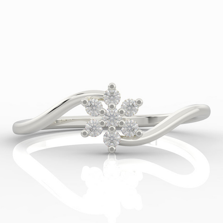 Sparkling Flower Solitaire Ring, Hallmarked 925 Sterling Silver