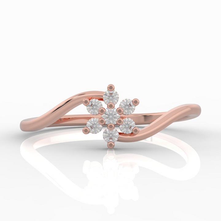 Sparkling Flower Solitaire Ring, Hallmarked 925 Sterling Silver