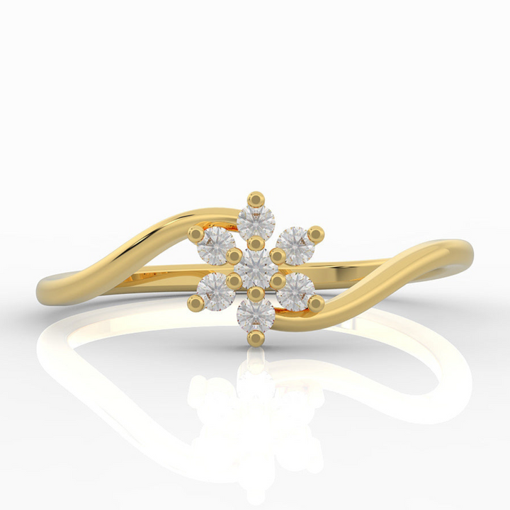 Sparkling Flower Solitaire Ring, Hallmarked 925 Sterling Silver