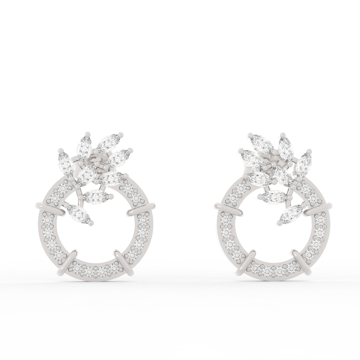 Sparkling Gemstone Cluster Circle Stud Earrings, Hallmarked 925 Sterling Silver