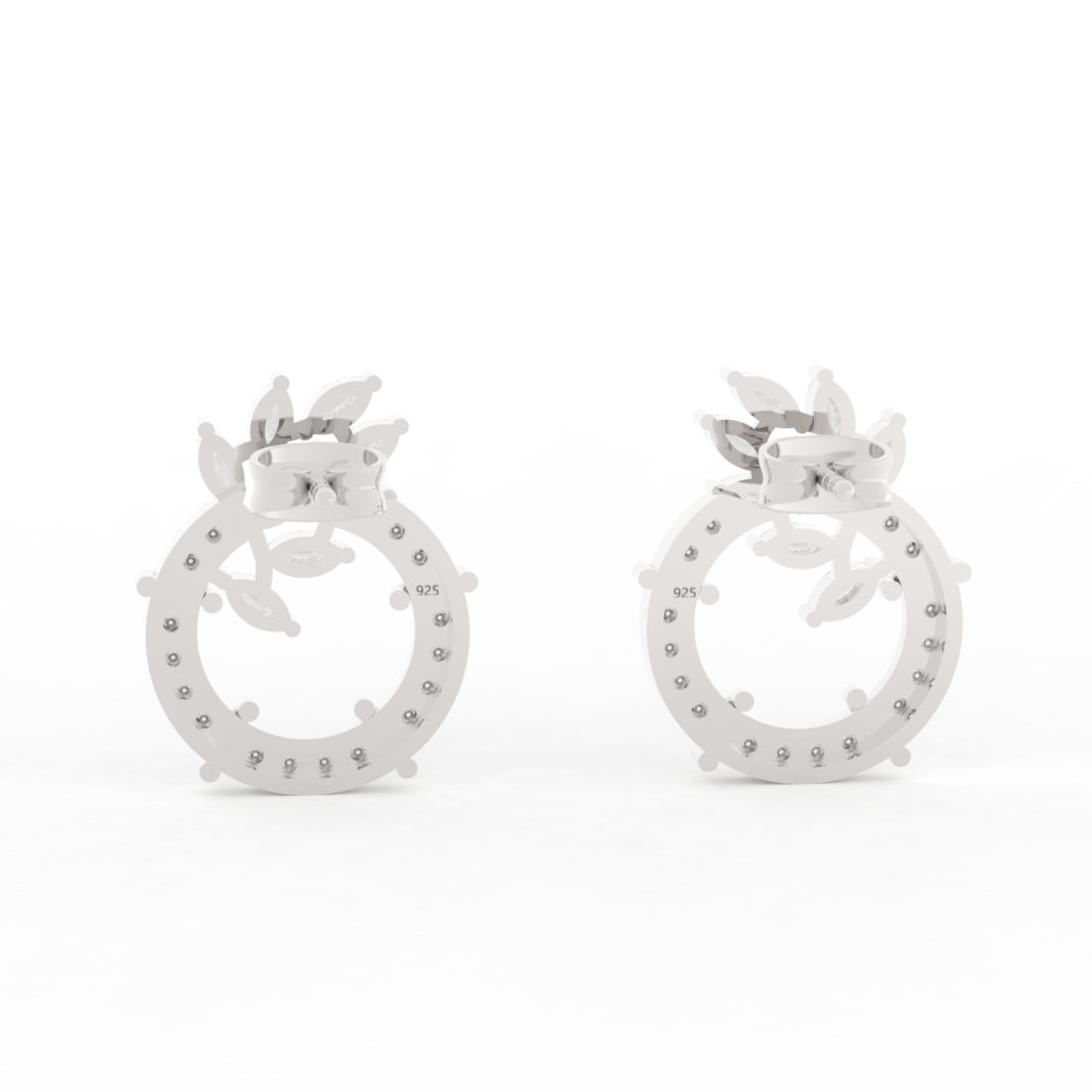 Sparkling Gemstone Cluster Circle Stud Earrings, Hallmarked 925 Sterling Silver
