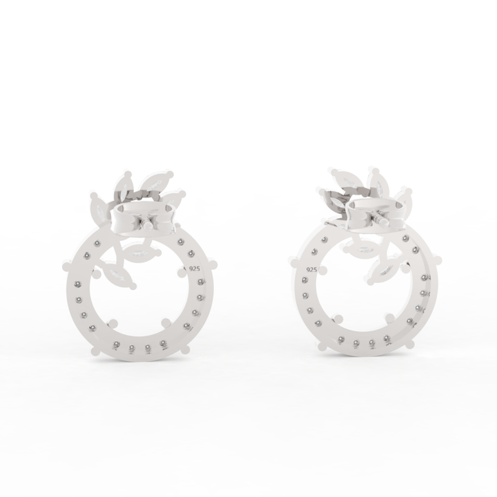 Sparkling Gemstone Cluster Circle Stud Earrings, Hallmarked 925 Sterling Silver