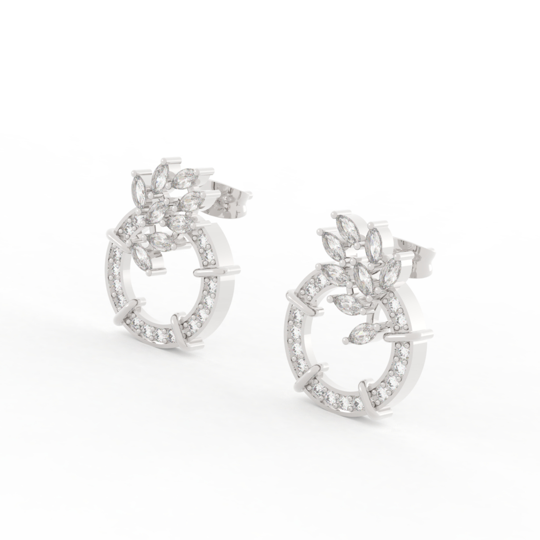 Sparkling Gemstone Cluster Circle Stud Earrings, Hallmarked 925 Sterling Silver