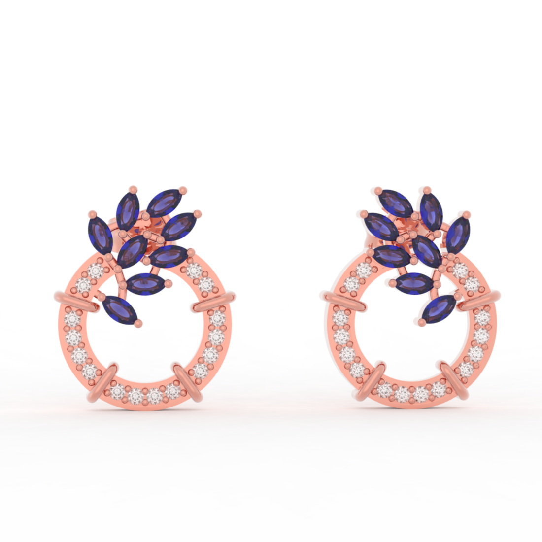 Sparkling Gemstone Cluster Circle Stud Earrings, Hallmarked 925 Sterling Silver