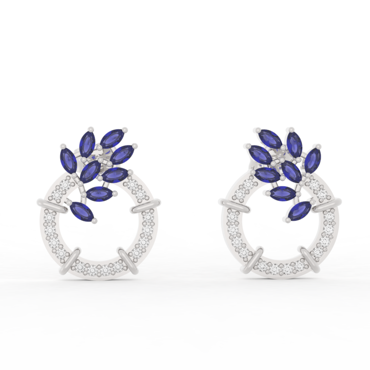 Sparkling Gemstone Cluster Circle Stud Earrings, Hallmarked 925 Sterling Silver