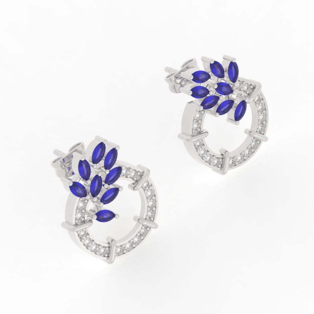 Sparkling Gemstone Cluster Circle Stud Earrings, Hallmarked 925 Sterling Silver