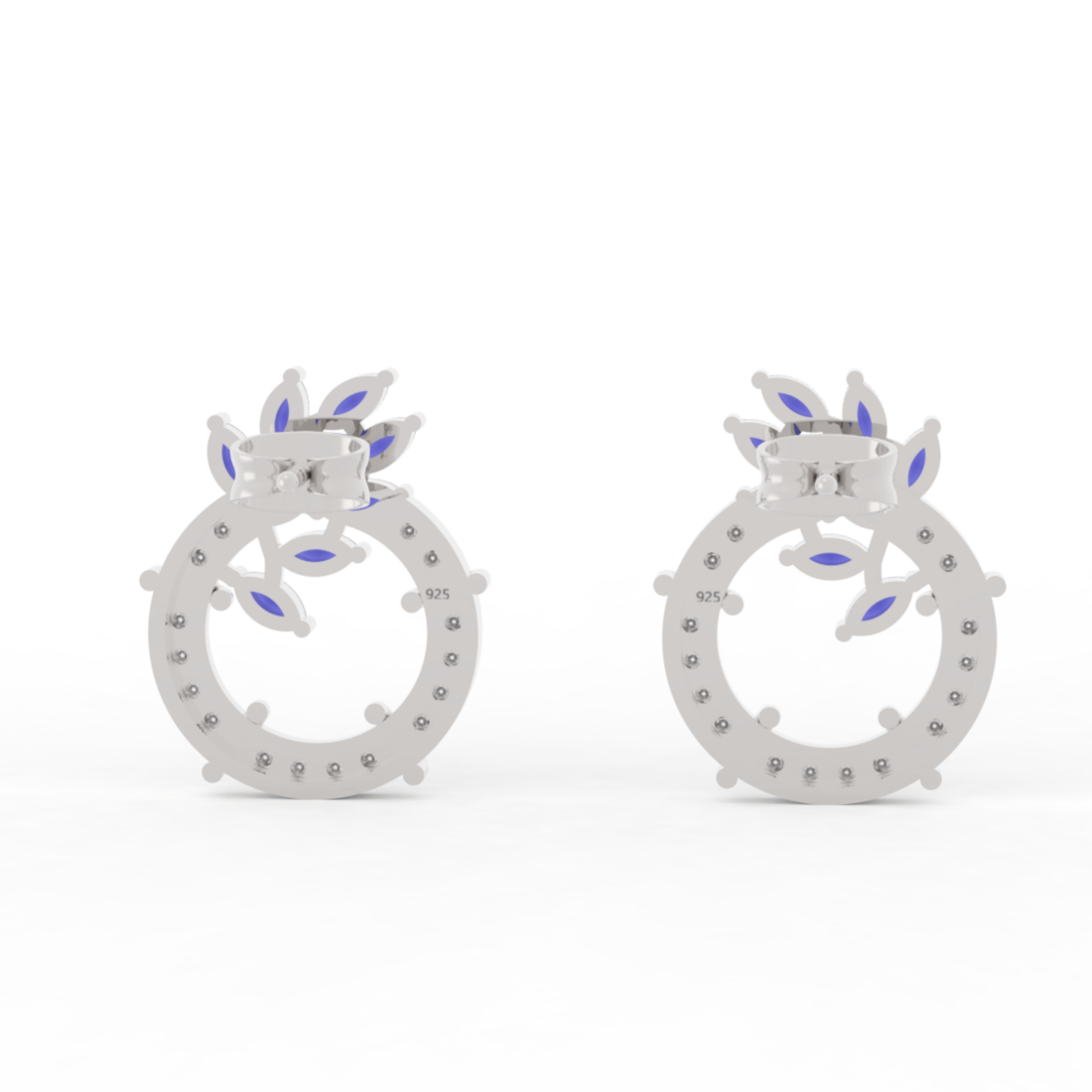 Sparkling Gemstone Cluster Circle Stud Earrings, Hallmarked 925 Sterling Silver