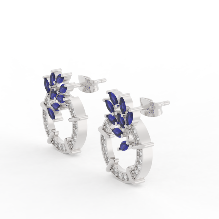 Sparkling Gemstone Cluster Circle Stud Earrings, Hallmarked 925 Sterling Silver