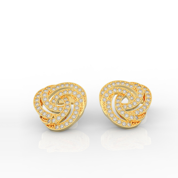 Spiral Bloom Trinity Dazzling Stud Earring, Hallmarked 925 Sterling Silver