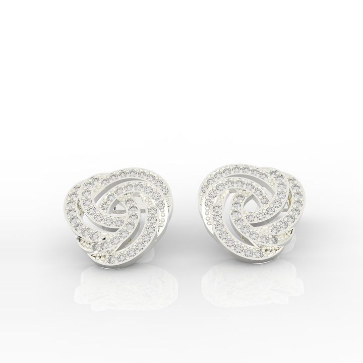 Spiral Bloom Trinity Dazzling Stud Earring, Hallmarked 925 Sterling Silver