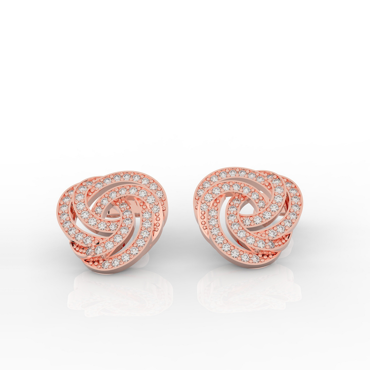 Spiral Bloom Trinity Dazzling Stud Earring, Hallmarked 925 Sterling Silver