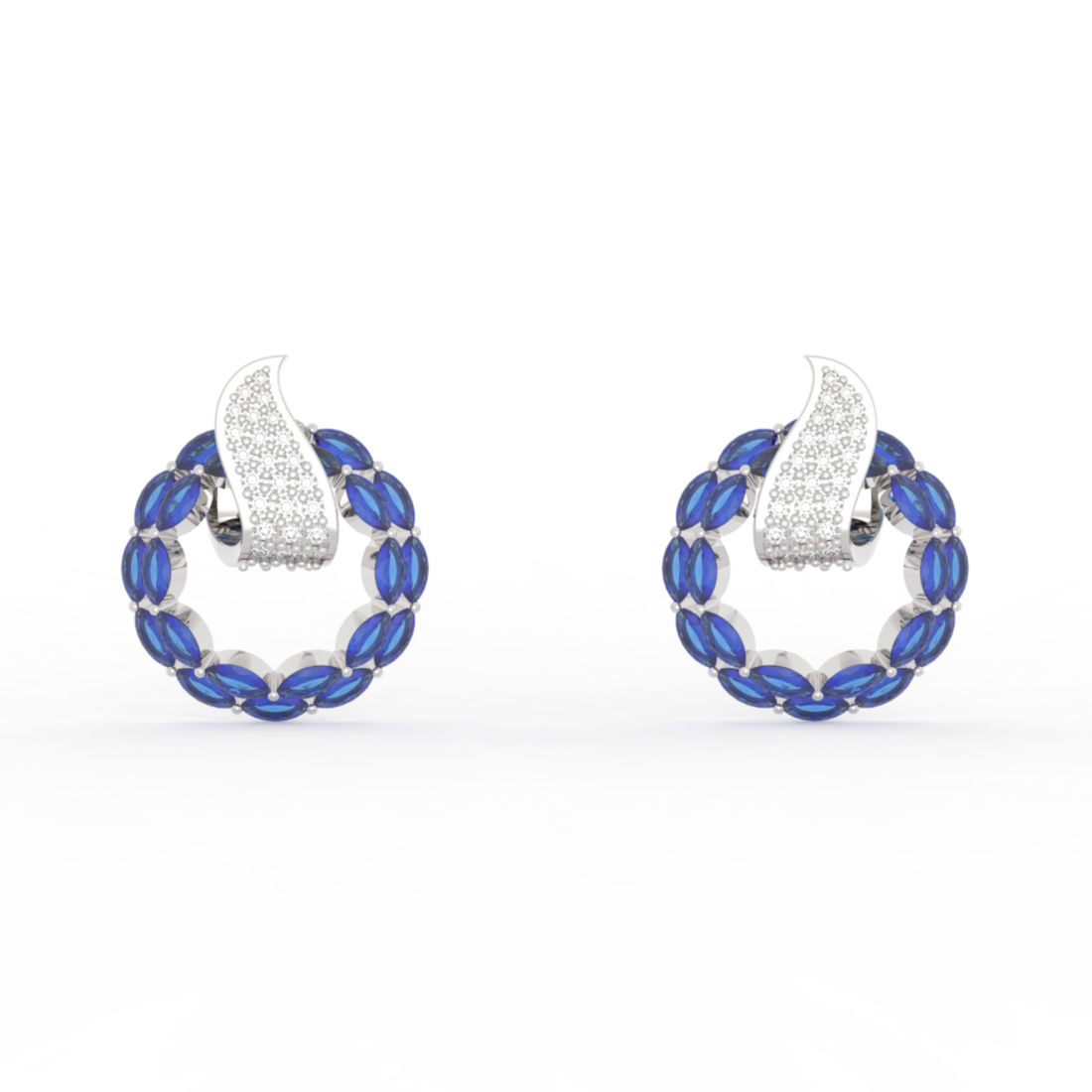 Sterlyn Blue Stone Unique Stud Earrings, Hallmarked 925 Sterling Silver