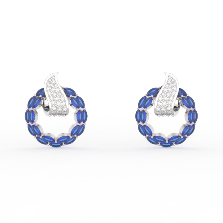 Sterlyn Blue Stone Unique Stud Earrings, Hallmarked 925 Sterling Silver
