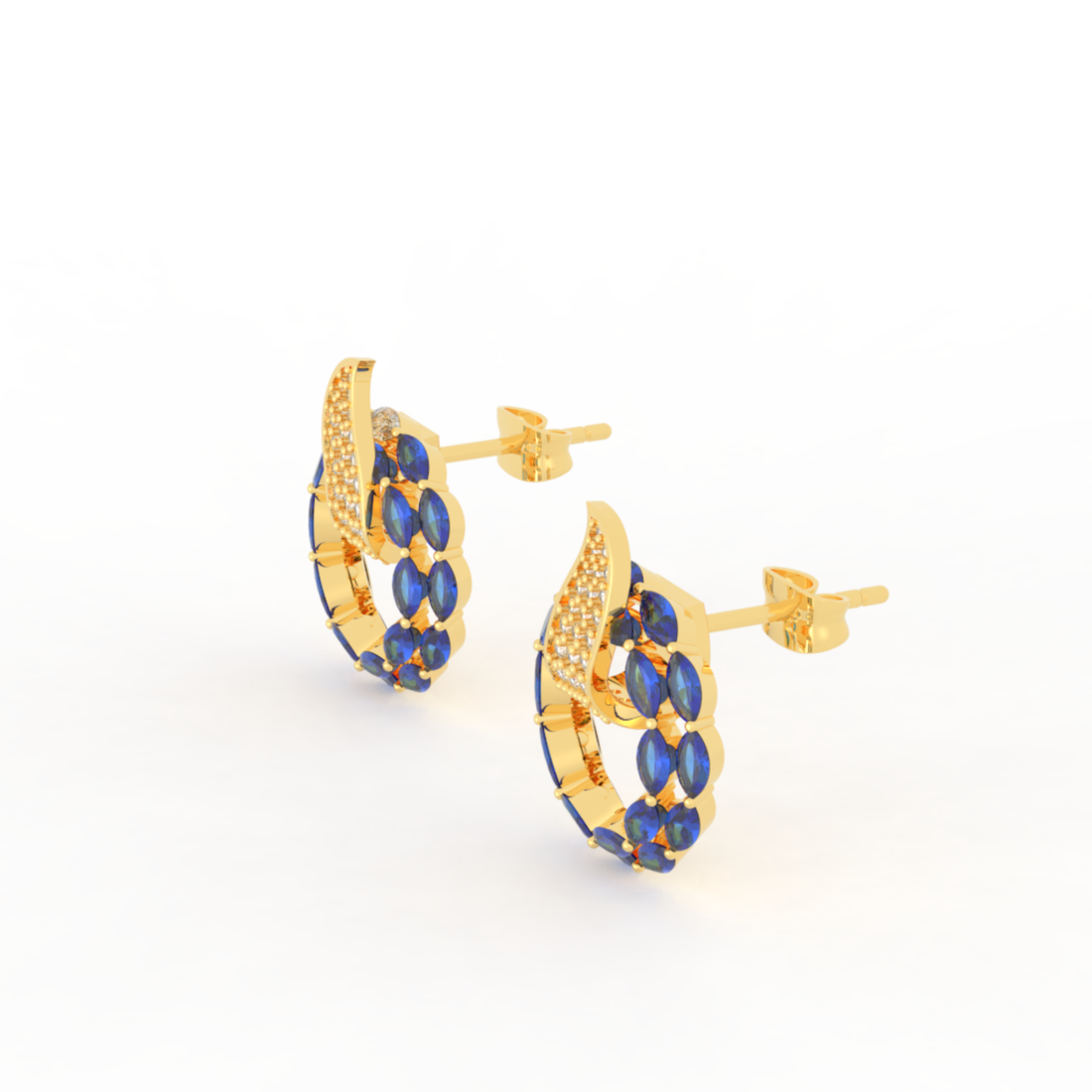 Sterlyn Blue Stone Unique Stud Earrings, Hallmarked 925 Sterling Silver