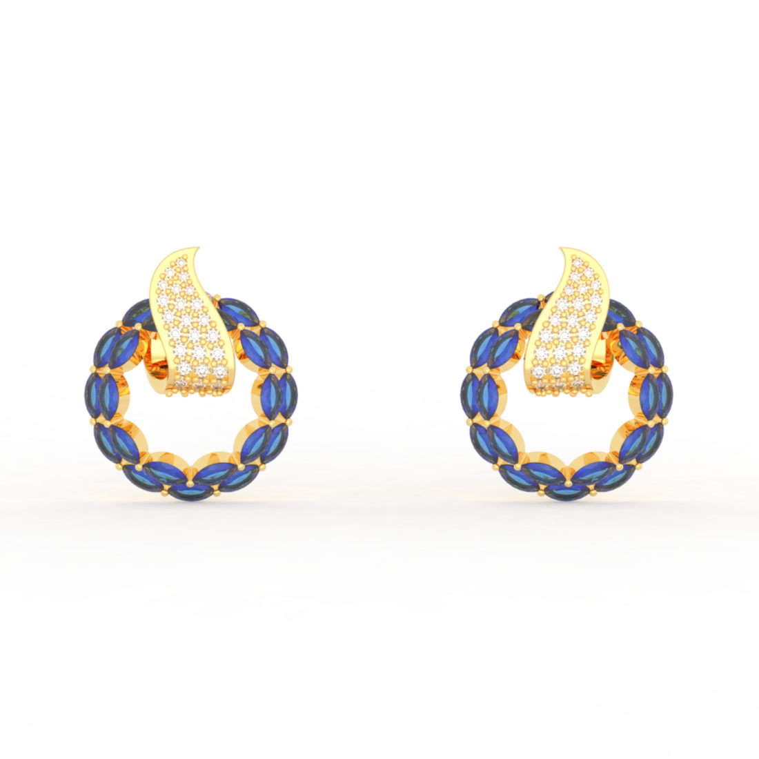 Sterlyn Blue Stone Unique Stud Earrings, Hallmarked 925 Sterling Silver