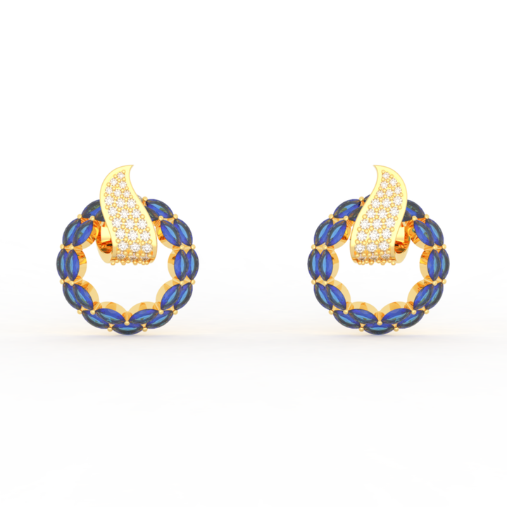 Sterlyn Blue Stone Unique Stud Earrings, Hallmarked 925 Sterling Silver
