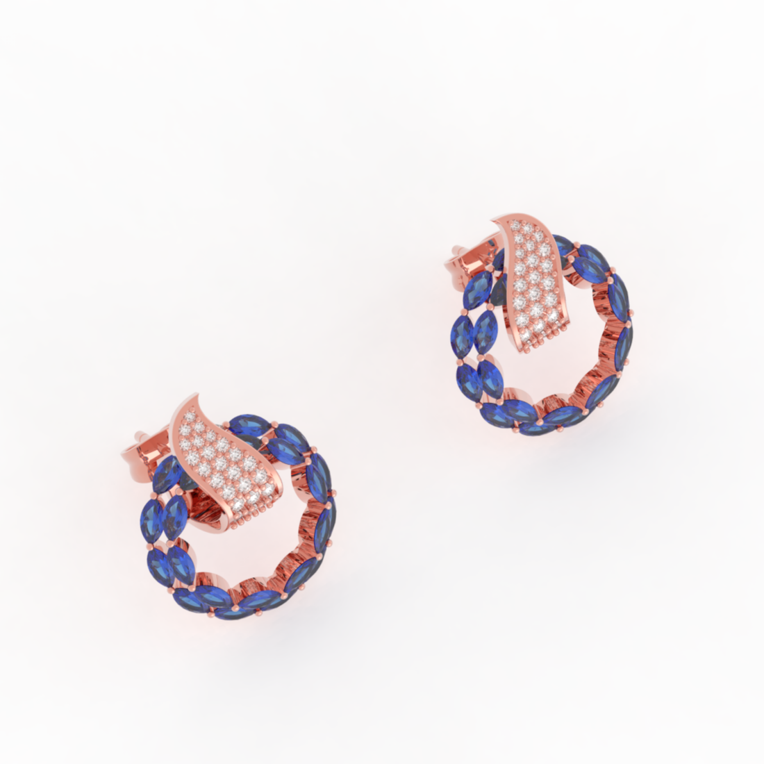 Sterlyn Blue Stone Unique Stud Earrings, Hallmarked 925 Sterling Silver
