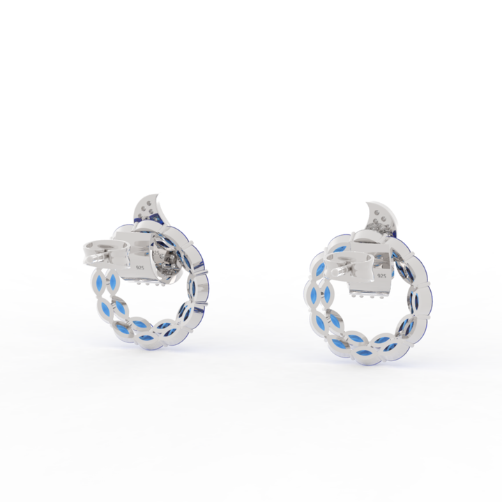 Sterlyn Blue Stone Unique Stud Earrings, Hallmarked 925 Sterling Silver