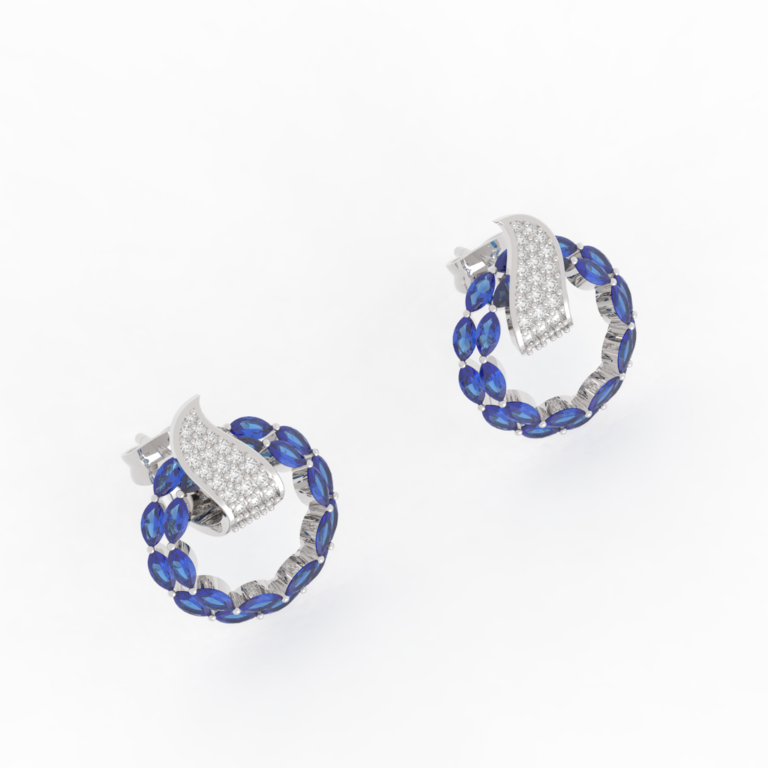 Sterlyn Blue Stone Unique Stud Earrings, Hallmarked 925 Sterling Silver