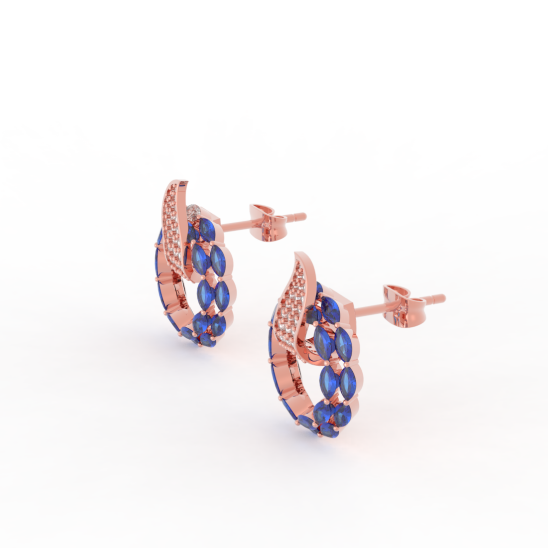Sterlyn Blue Stone Unique Stud Earrings, Hallmarked 925 Sterling Silver