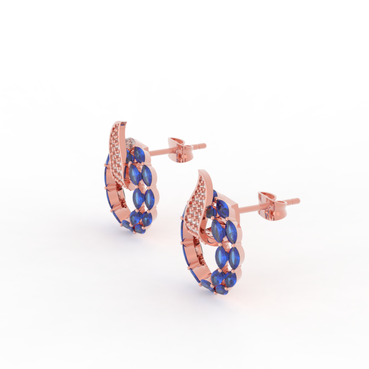 Sterlyn Blue Stone Unique Stud Earrings, Hallmarked 925 Sterling Silver