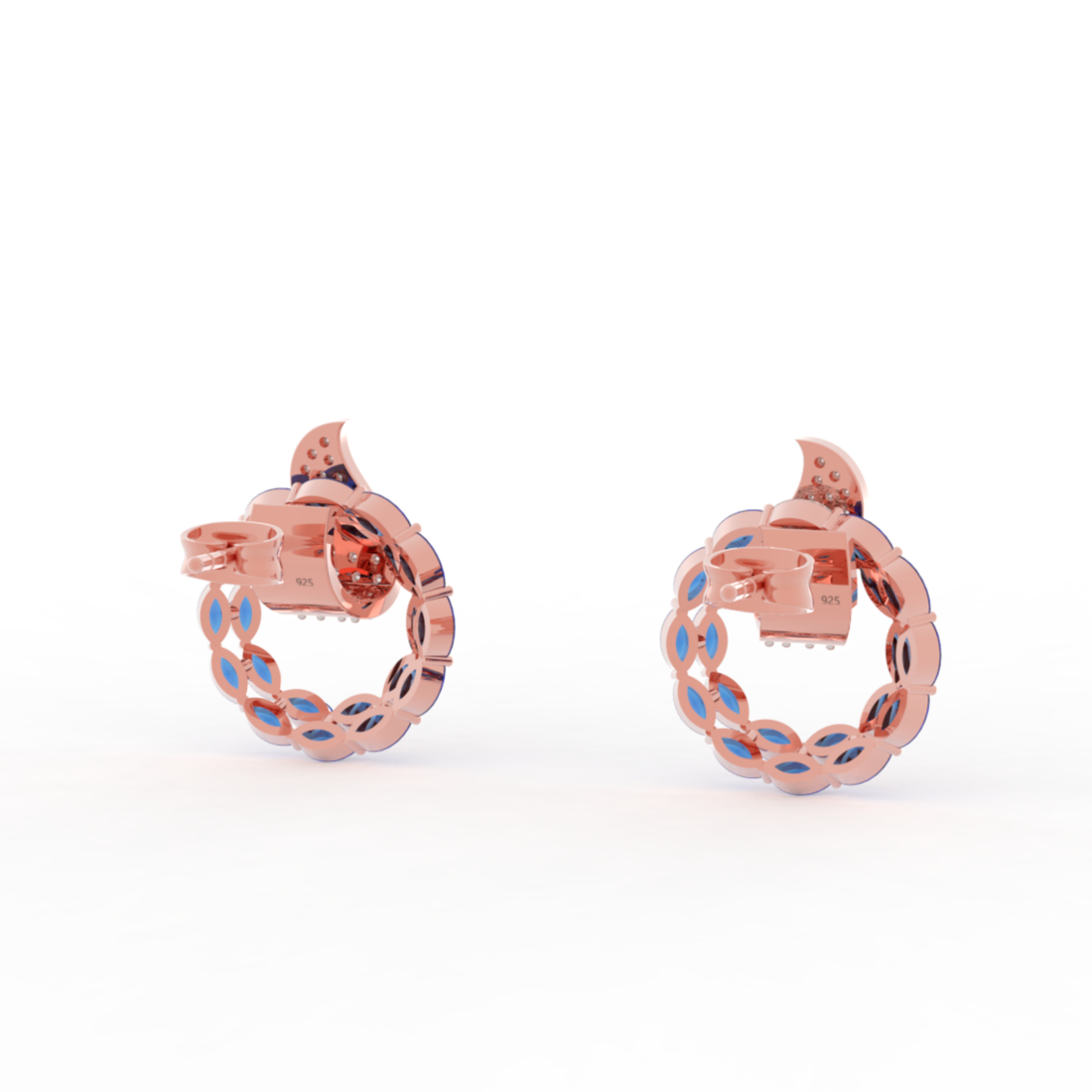 Sterlyn Blue Stone Unique Stud Earrings, Hallmarked 925 Sterling Silver