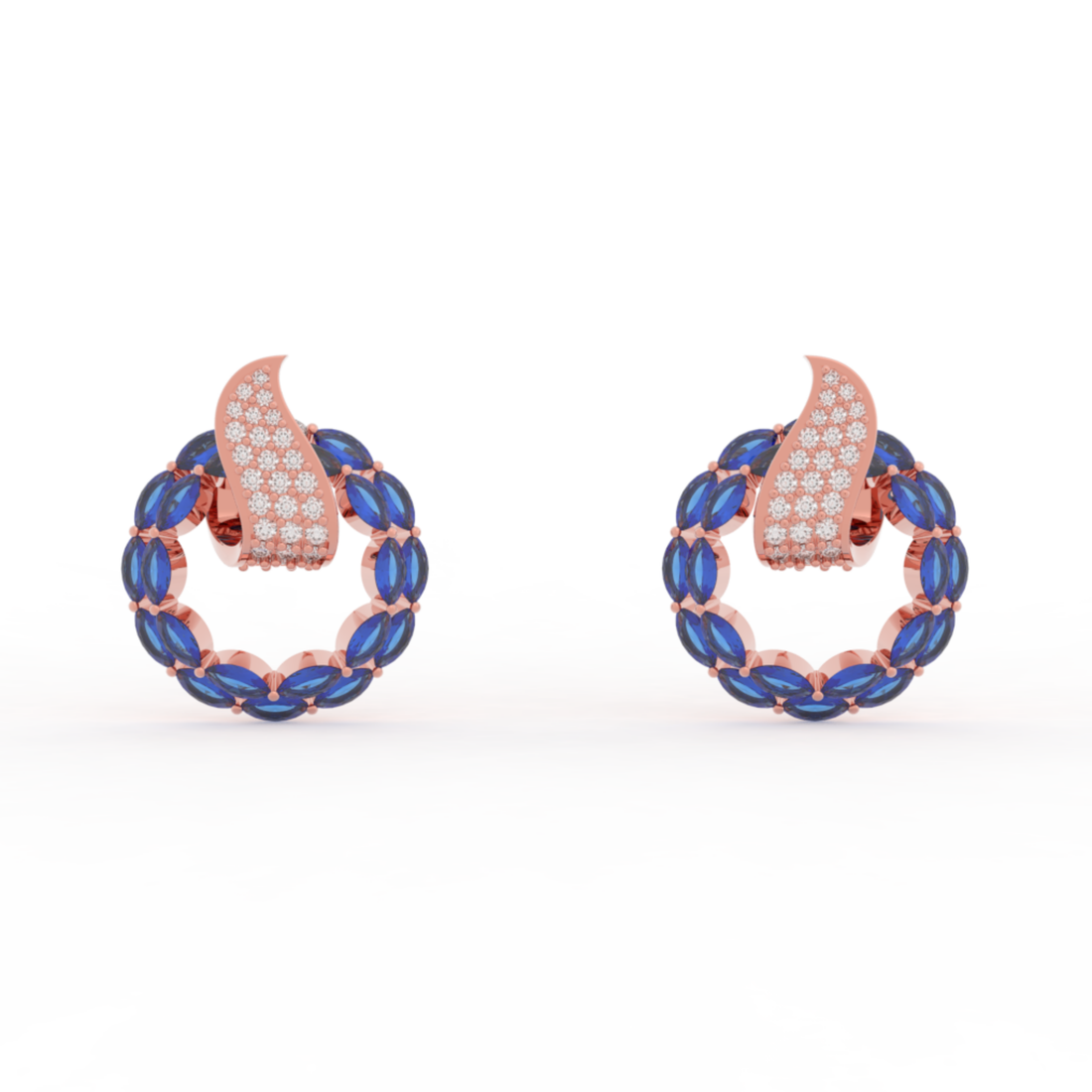 Sterlyn Blue Stone Unique Stud Earrings, Hallmarked 925 Sterling Silver