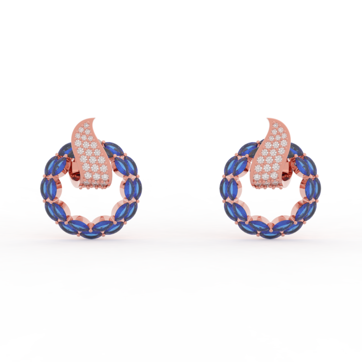 Sterlyn Blue Stone Unique Stud Earrings, Hallmarked 925 Sterling Silver