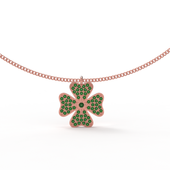 TSavorite Clover Leaf Pendant With Chain, Hallmarked 925 Sterling Silver