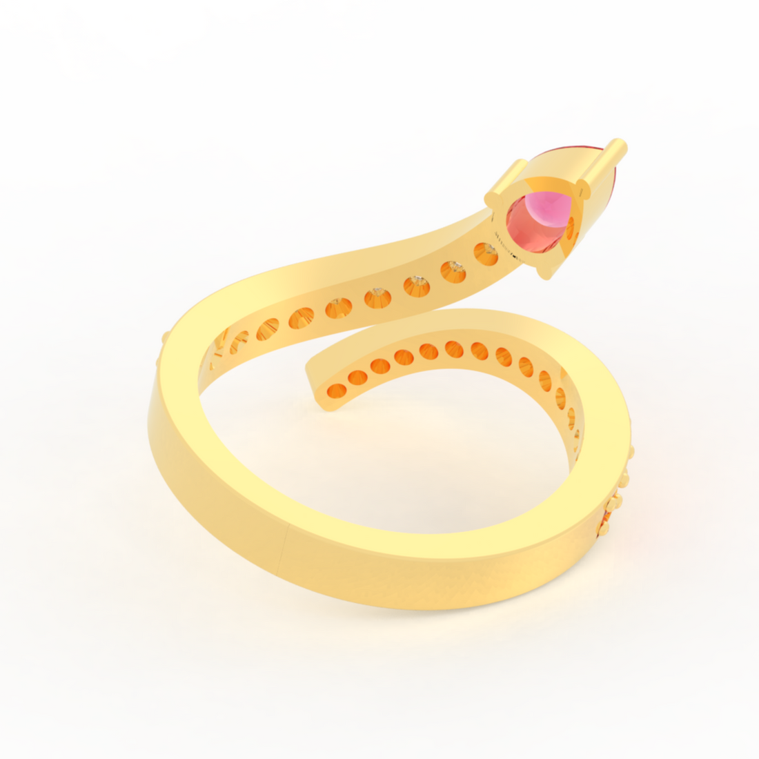 Teardrop Cut Stone Open Adjustable Ring – Hallmarked 925 Sterling Silver Yellow Gold Plated | Elegant & Versatile Jewelry