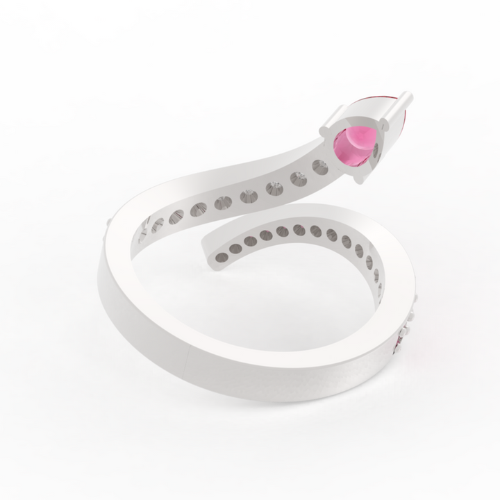 Teardrop Cut Stone Open Adjustable Ring – Hallmarked 925 Sterling Silver White Gold Plated | Elegant & Versatile Jewelry