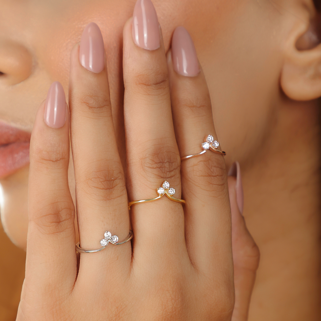 Tiny Crystal Ring for Her – Hallmarked 925 Sterling Silver White Gold Plated | Elegant & Delicate Jewelry
