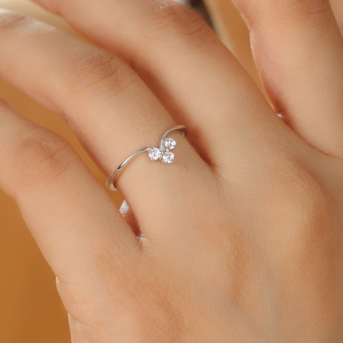 Tiny Crystal Ring for Her – Hallmarked 925 Sterling Silver White Gold Plated | Elegant & Delicate Jewelry
