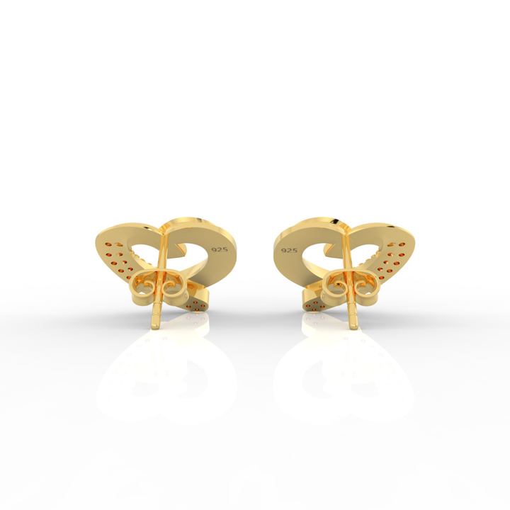 Trendy Heart Shape Partywear Stud Earrings, Hallmarked 925 Sterling Silver