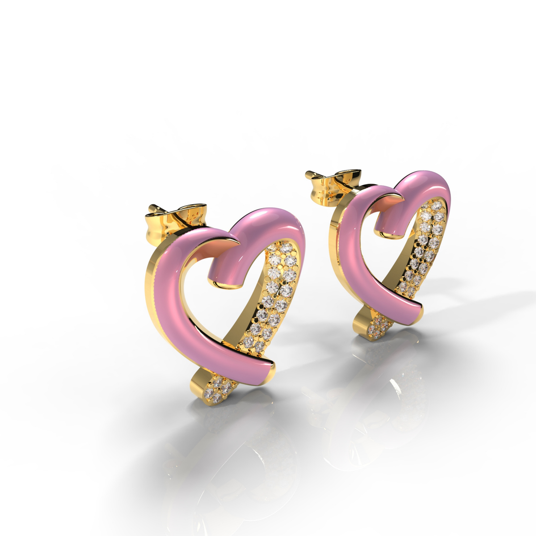 Trendy Heart Shape Partywear Stud Earrings, Hallmarked 925 Sterling Silver